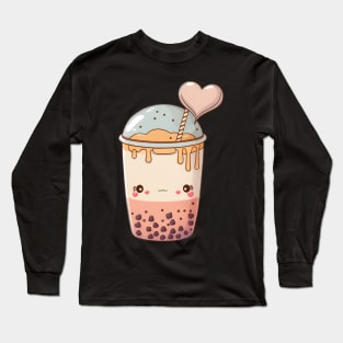 Valentine's day Bubble tea Couples boyfriend and girlfriend husband and wife lovers gift idea Long Sleeve T-Shirt